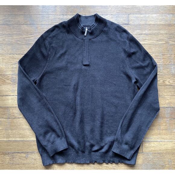 TOMMY BAHAMA Reversible Grey/Black 1/4 Zip Pima Cotton Sweater sz XXL - Picture 2 of 15